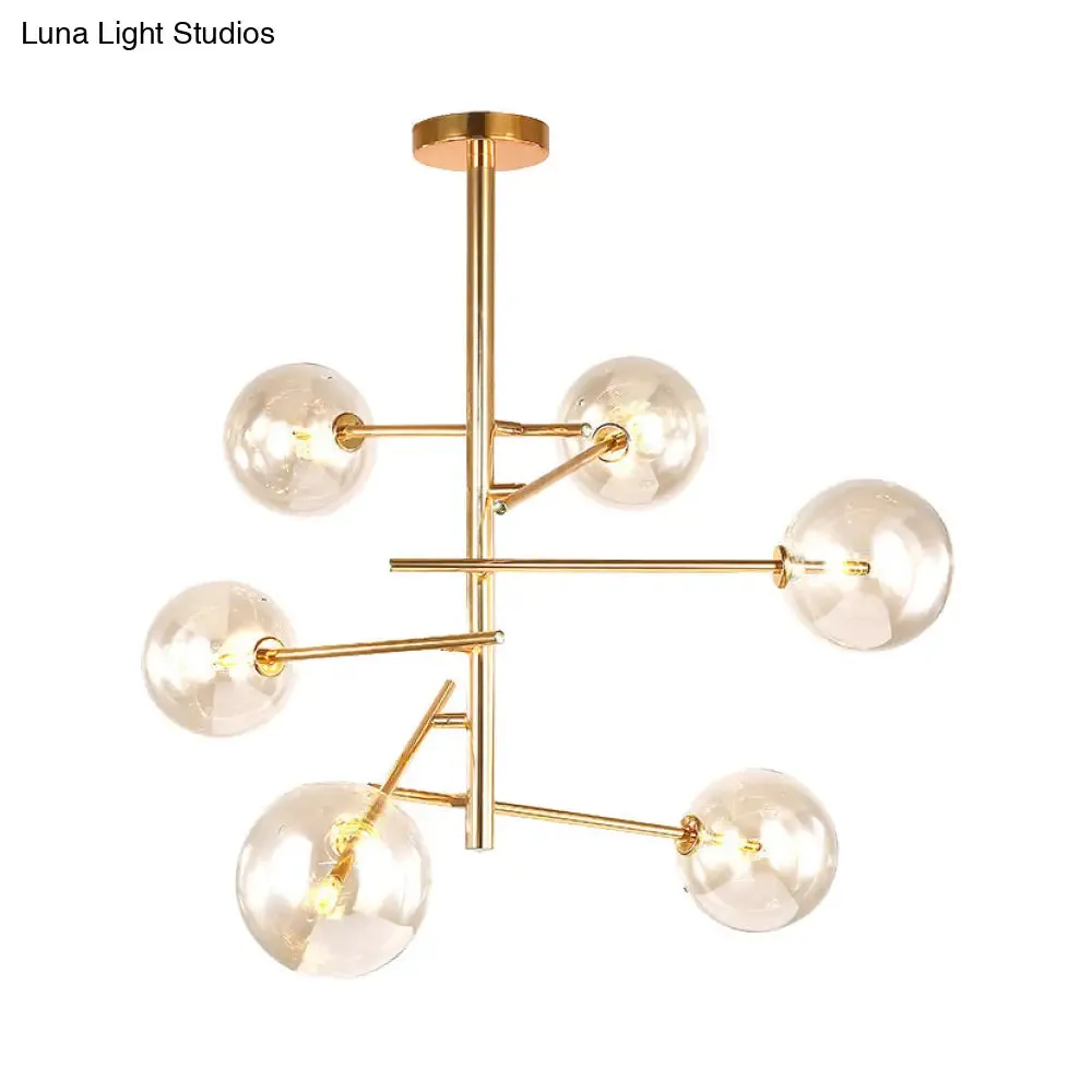 Starburst Design LED Chandelier with 6/8 Lights - Clear Glass - Gold Finish