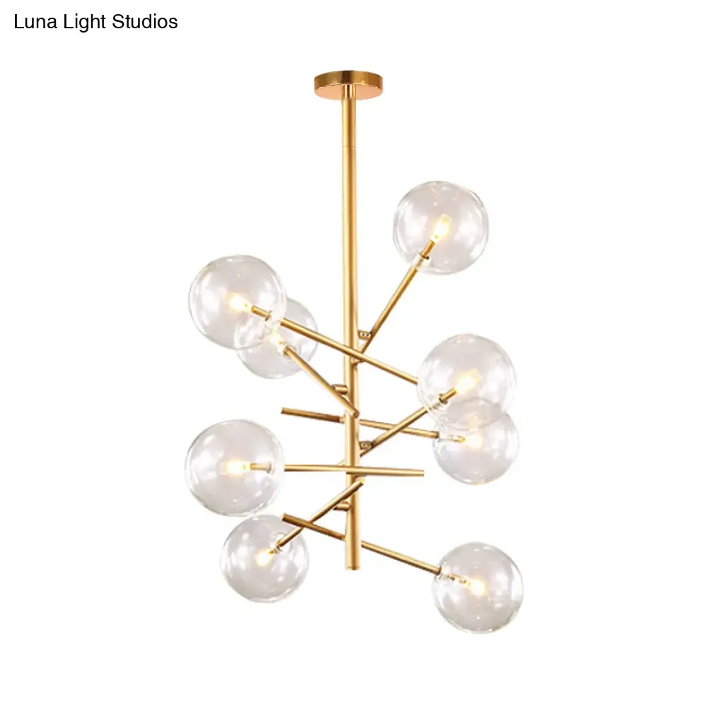 Starburst Design LED Chandelier with 6/8 Lights - Clear Glass - Gold Finish
