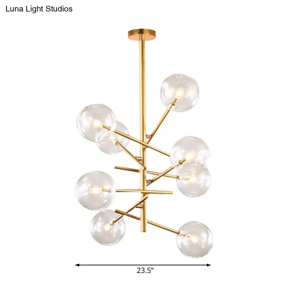 Starburst Design LED Chandelier with 6/8 Lights - Clear Glass - Gold Finish