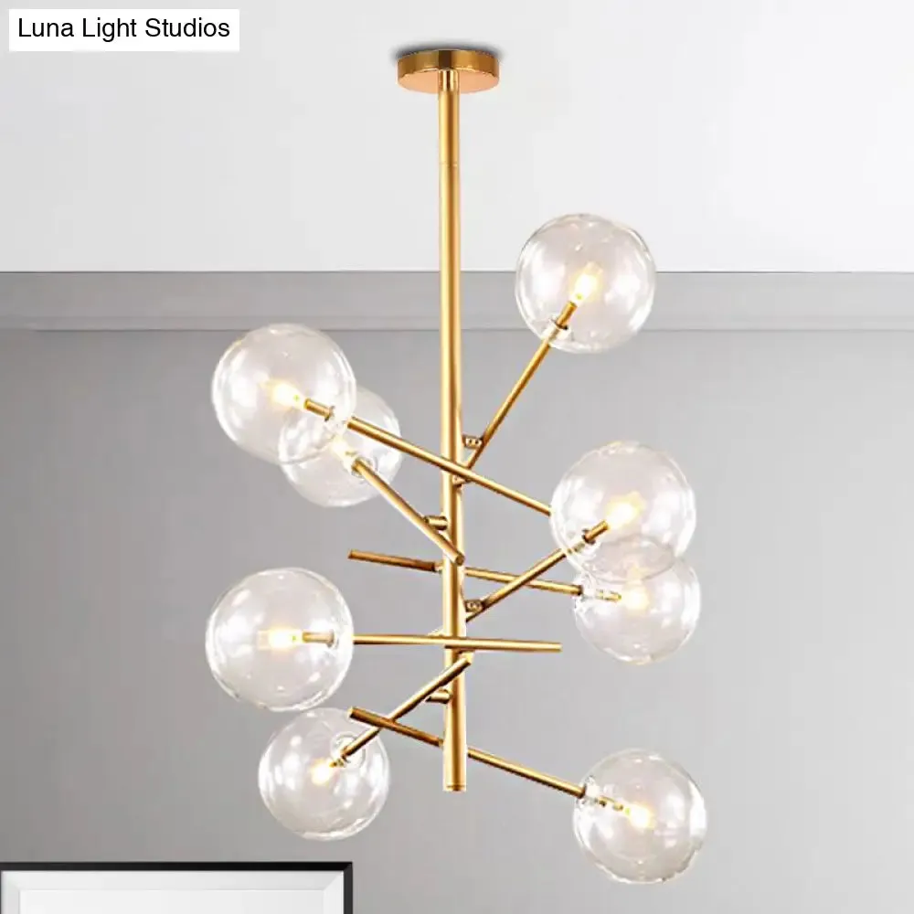 Starburst Design LED Chandelier with 6/8 Lights - Clear Glass - Gold Finish