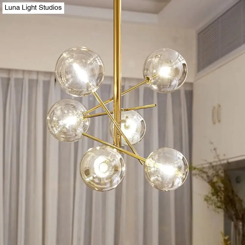 Starburst Design LED Chandelier with 6/8 Lights - Clear Glass - Gold Finish