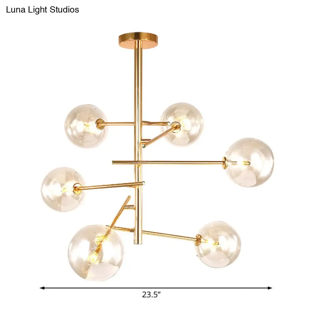Starburst Design LED Chandelier with 6/8 Lights - Clear Glass - Gold Finish