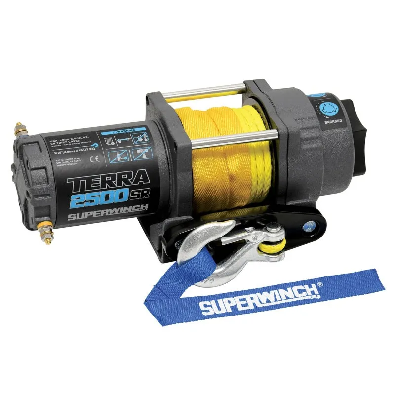 Superwinch Terra Winch - 2500 lb Capacity - Hawse Fairlead - 10 ft Remote - 3/16 in x 40 ft Synthetic Rope - 12V