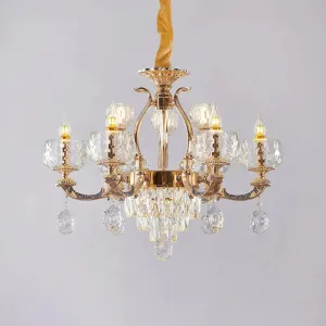 Traditional Chandelier Dining Room Light with Clear Rippled Glass Shade