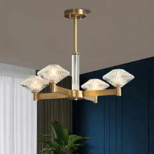 Traditional Crystal Pendant Chandelier with Radial Suspension Lighting - Gold (4/6 Bulbs)