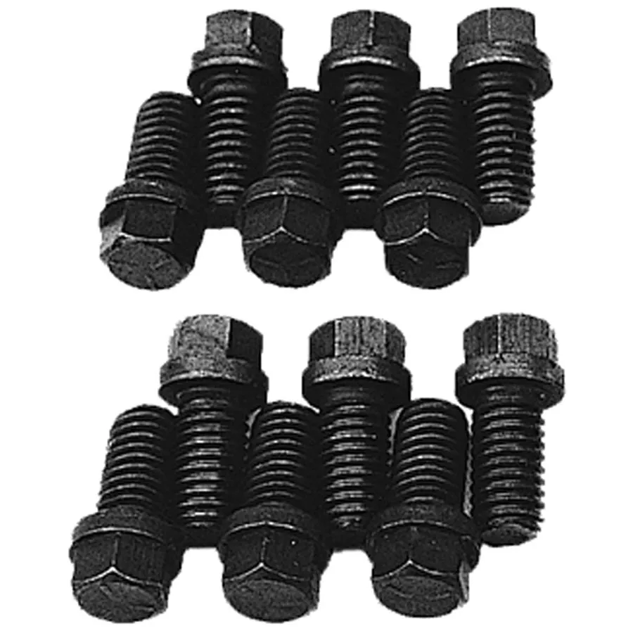 Trans-Dapt Header Bolt - 3/8-16 in Thread - 0.75 in Long - 7/16 in Hex Head - Big Block Chevy / Ford V8 - Set of 16
