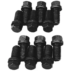 Trans-Dapt Header Bolt - 3/8-16 in Thread - 0.75 in Long - 7/16 in Hex Head - Big Block Chevy / Ford V8 - Set of 16