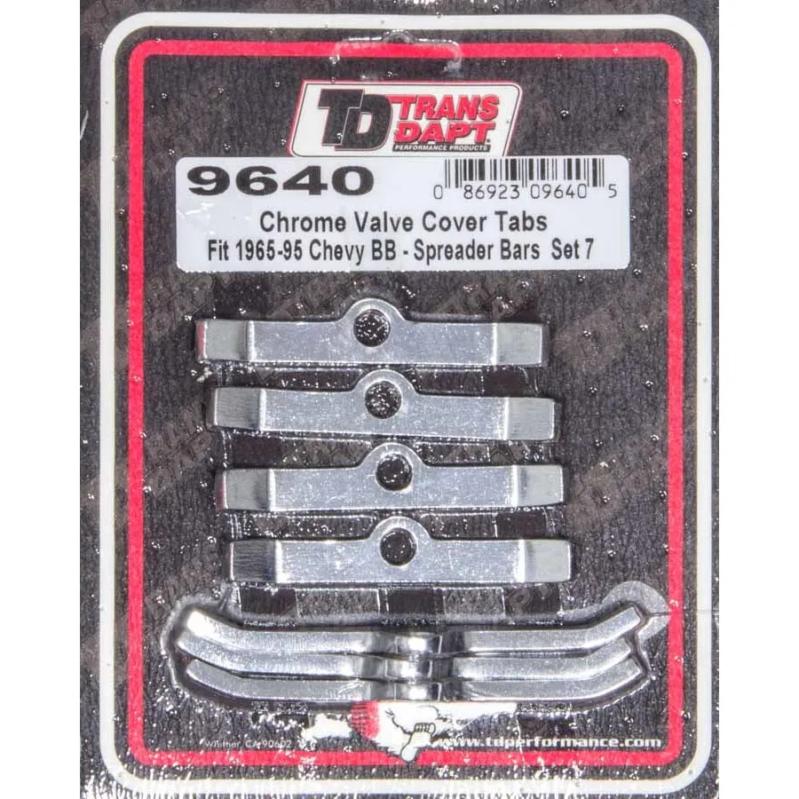 Trans-Dapt Valve Cover Hold Down Tabs - Chrome - Big Block Chevy - Set of 7