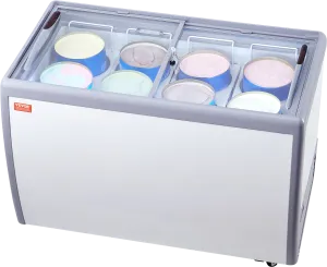 Vevor Ice Cream Display Commercial Freezer 13.1 Cu. Ft. Holds 8 Tubs with Sliding Glass Doors New