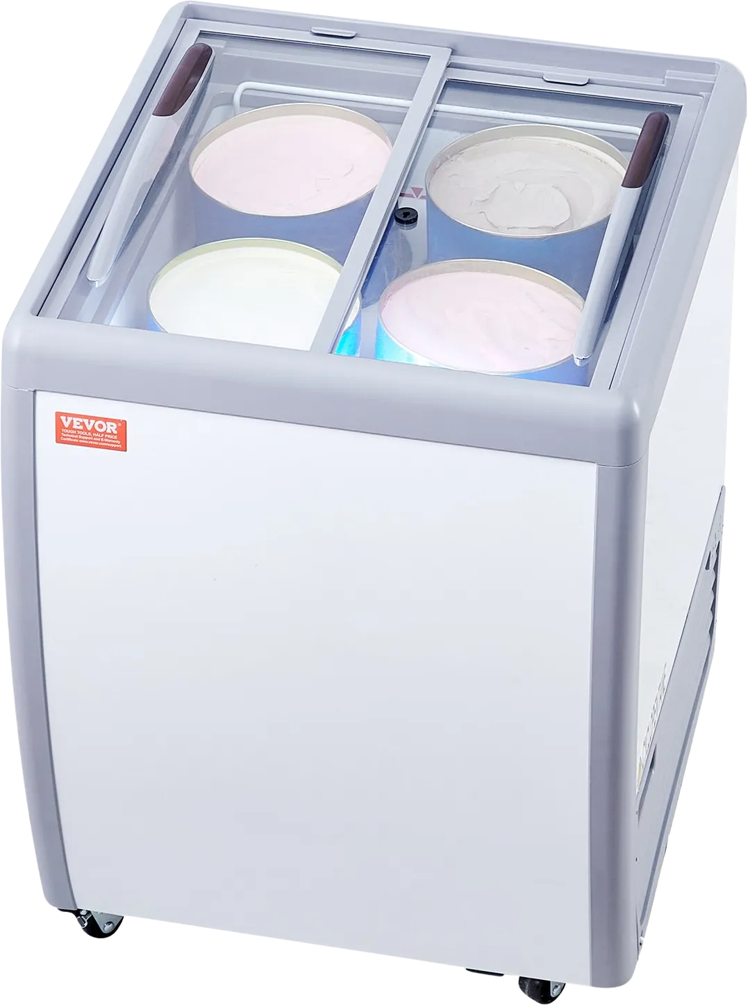 Vevor Ice Cream Display Commercial Freezer 5.6 Cu. Ft. Holds 4 Tubs with Sliding Glass Doors New