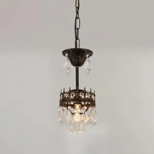 Victorian Clear Teardrop Crystal Chandelier for Living Room - Crown Shaped Hanging Lamp