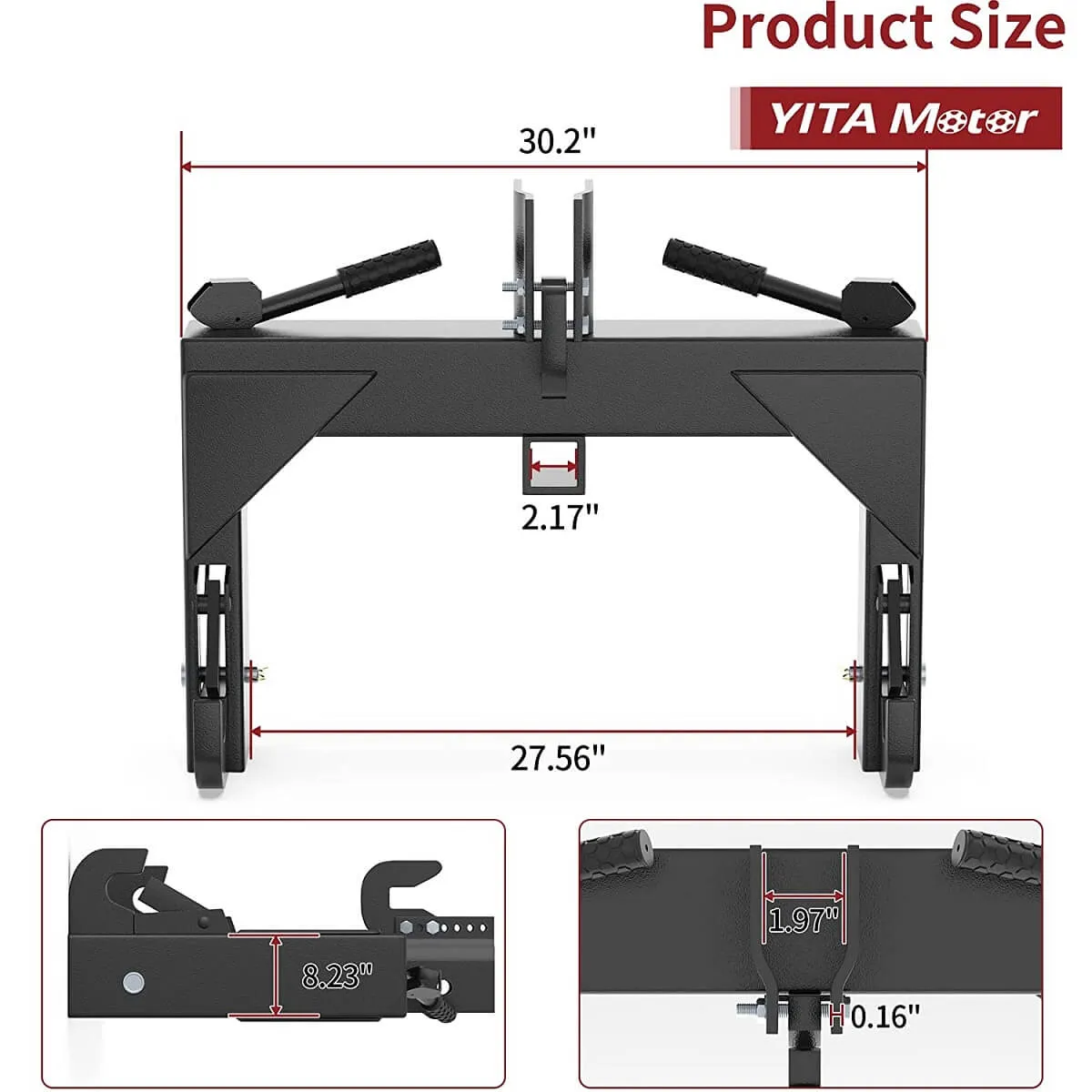 YITAMOTOR® 3 Point Quick Hitch Adapter Attach For Category 1 & 2 Cat 1 Cat2 Tractor 3000lb