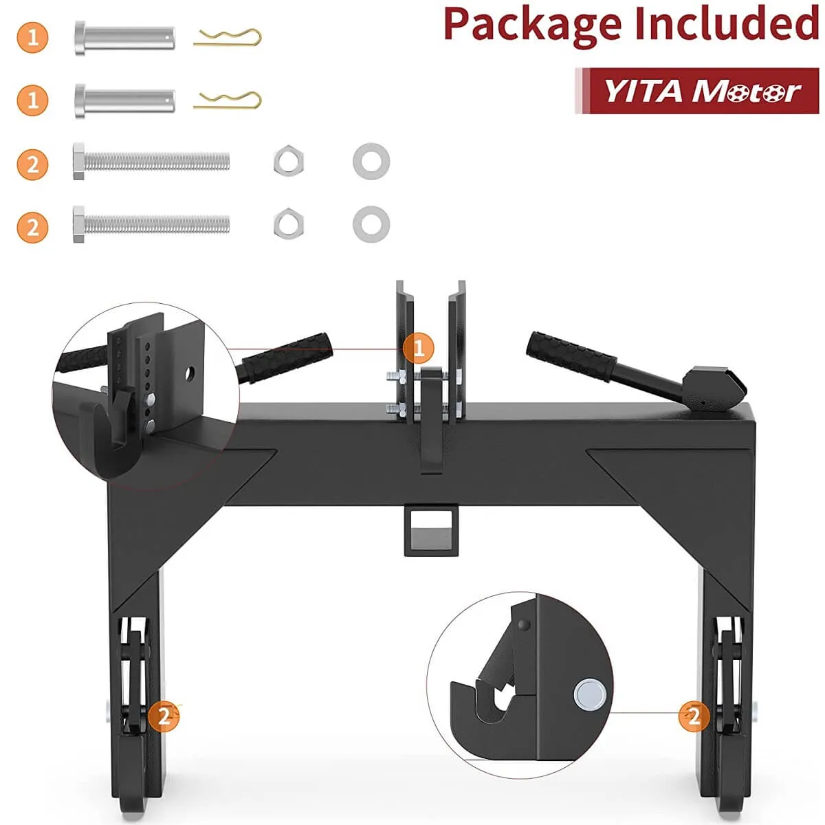 YITAMOTOR® 3 Point Quick Hitch Adapter Attach For Category 1 & 2 Cat 1 Cat2 Tractor 3000lb